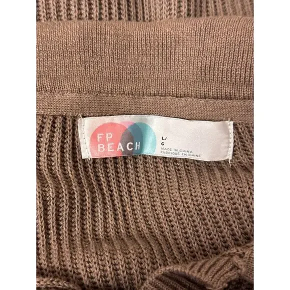 Free People Beach Picnic Sweater Dress Large Womens Brown - Picture 7 of 8